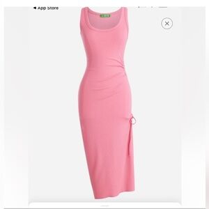 J. Crew Ribbed Pink Tank Dress w/ Drawstring Slit